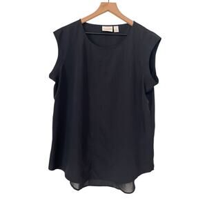 Chicos Womens Black Short Sleeve Blouse Chicos Size 2 Standard Size Large
